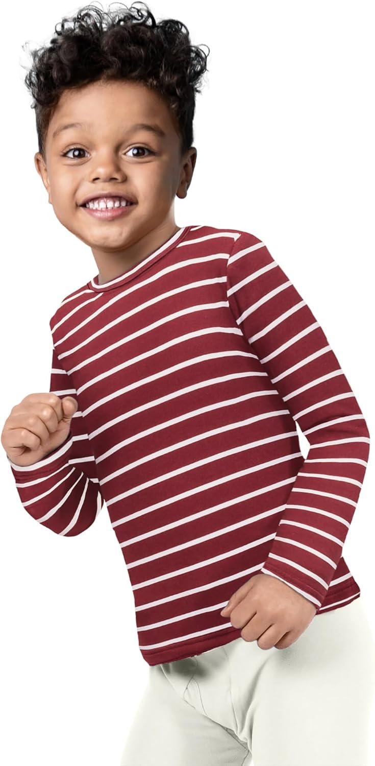 imageRocky Thermal Underwear for Kids Boys Thermals Long Johns Underwear Base Layer for Cold WeatherSkiingBurgundy Striped
